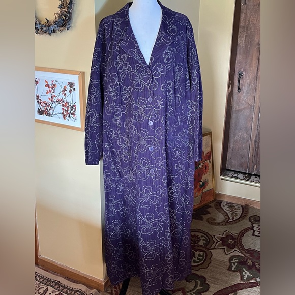 FLAX Size 3G 3X Long Duster OverJacket Swing Embroidered Lagenlook MAGICAL NEW